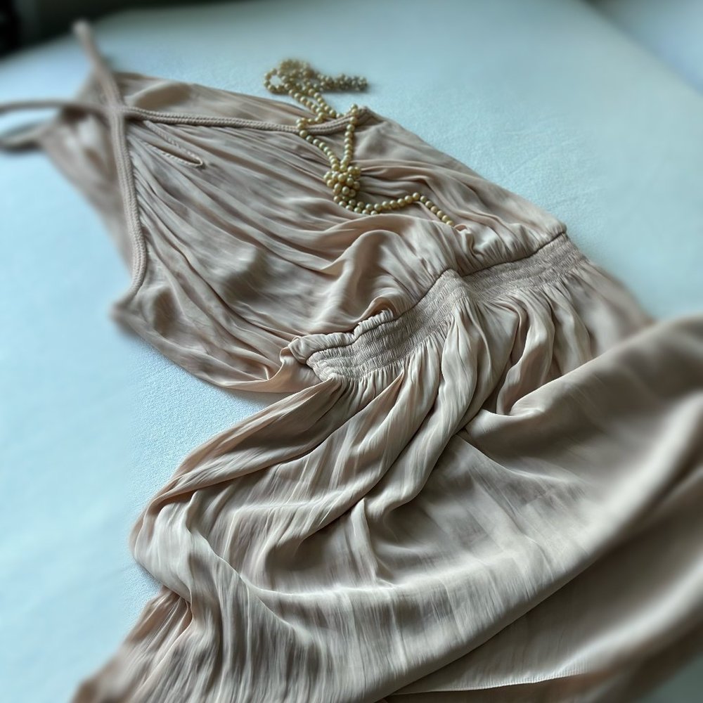 Romantic Charm: Ramy Brook Midi Dress in Light Rose (Size L)